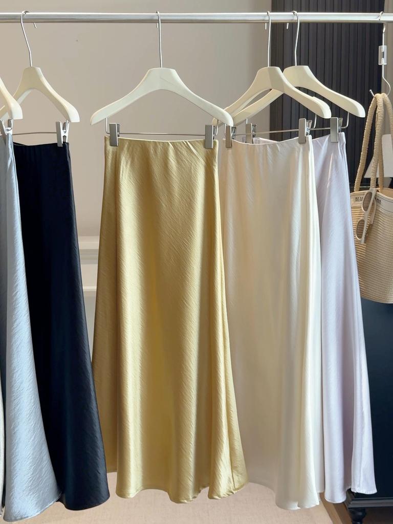 Schicker fließender Satin-Meerjungfrauenrock - Damen Frühling Schlankmachender Hüftbetonter Stil