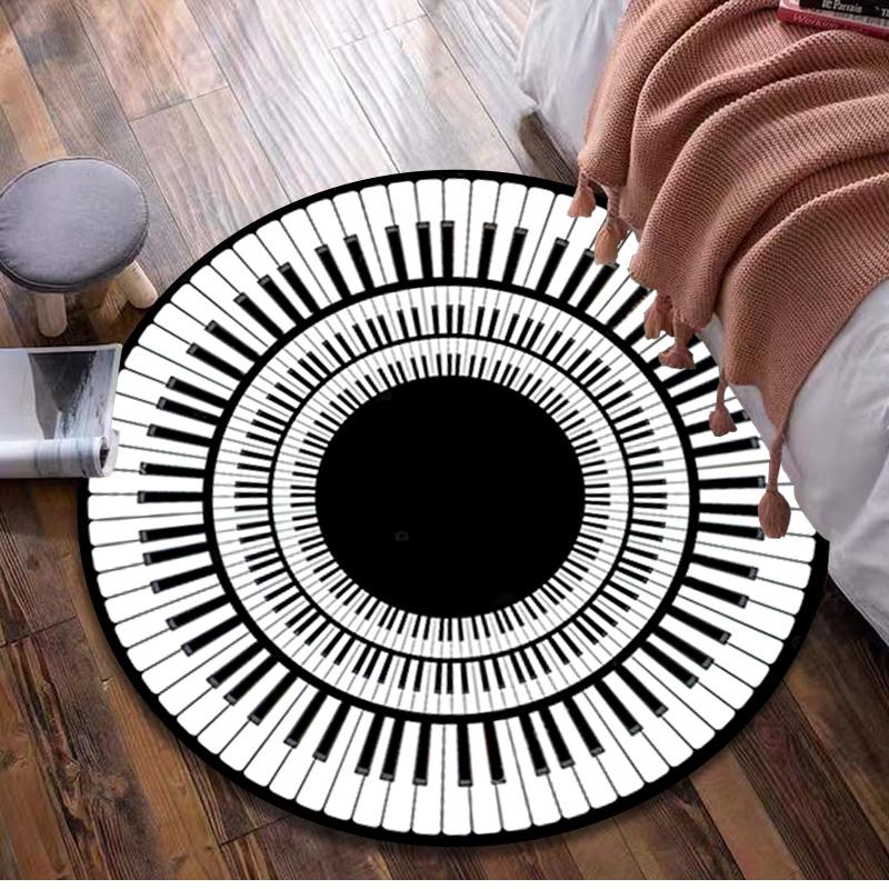 1Pc Music Staff Circular Print Rug - home decoration Carpet For Living Room Bedroom Flooring Computer Chair Area Rug