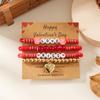 New “LOVE” Pink Heart-shaped Pendant Beaded Elastic Multi-layered Layered Bracelets  for Women Girl Valentine's Day Gift Jewelry