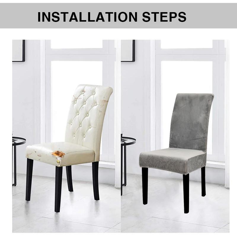 Velvet Chair Slipcovers for Dining Room Stretchy Super Soft Parson Chair Seat Covers Chair Protectors for Party Pet Protection