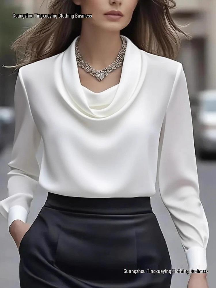 2026 Autumn Fashion Elegant Solid Color Batwing Long Sleeve Women's Shirt
