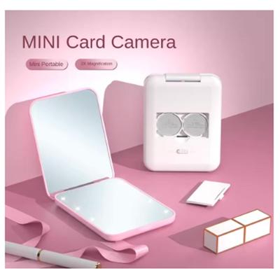 Mini Compact Led Makeup Mirror With Light 2X Magnifying Small Pocket Portable Travel Pink Black Foldable Cosmetic Vanity Mirrors
