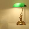 Retro American Green Glass Bedside Lamp, Antique Bronze Desk Lamp for Office or Bedroom Decor