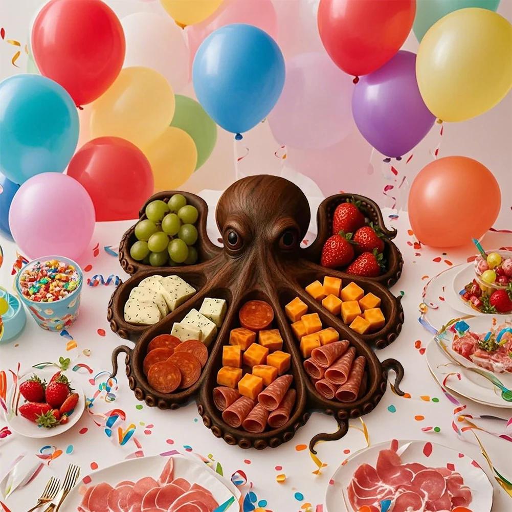 Octopus Novelty Unique Serving Tray Board for Cheese Meats & Fruit Charcuterie Boards Gift for Seafood Lovers & Entertainers