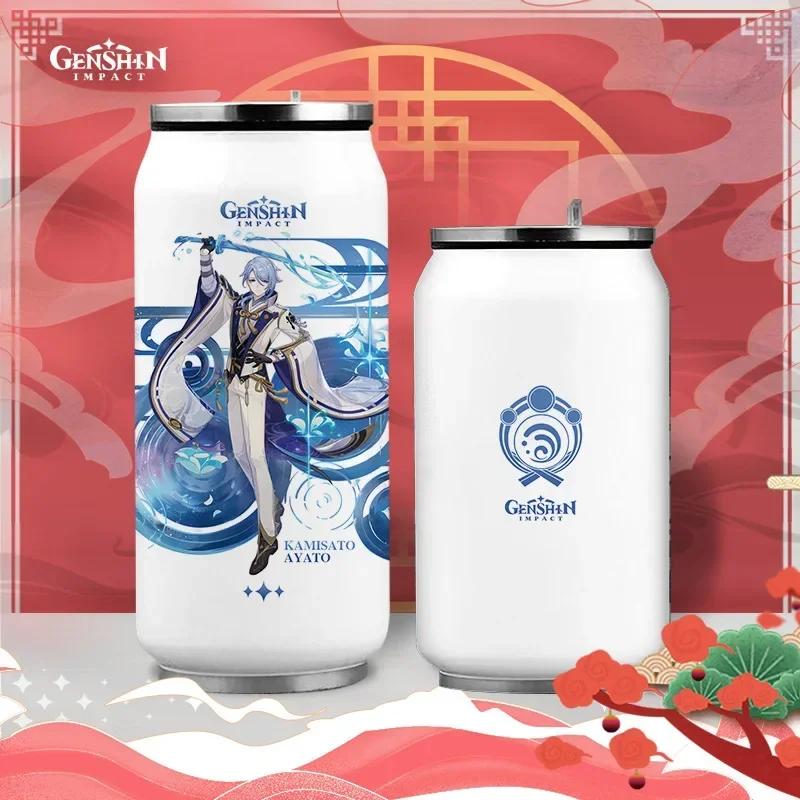 Anime Genshin Impact Thermos Bottle Stainless Steel Coffee Mup Zhongli Klee Portable Water Cup Drinking Bottle Thermos Flask