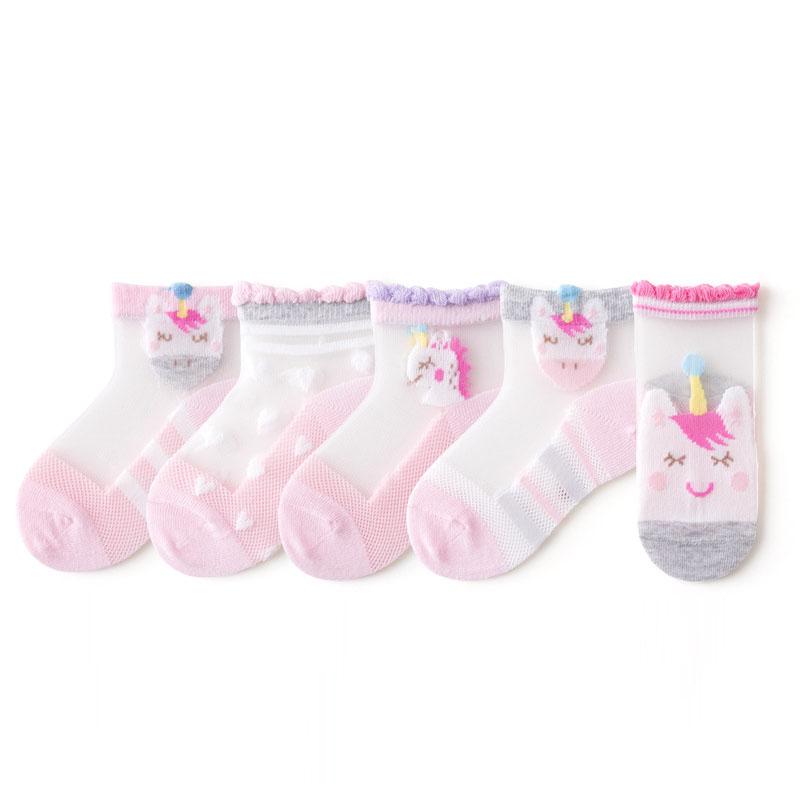 5 Pairs/Lot Summer Children Cotton Socks Boy Girl Baby Fashion Mesh Cartoon For  Spring New 1-12 Year Student Kids Teen Sock