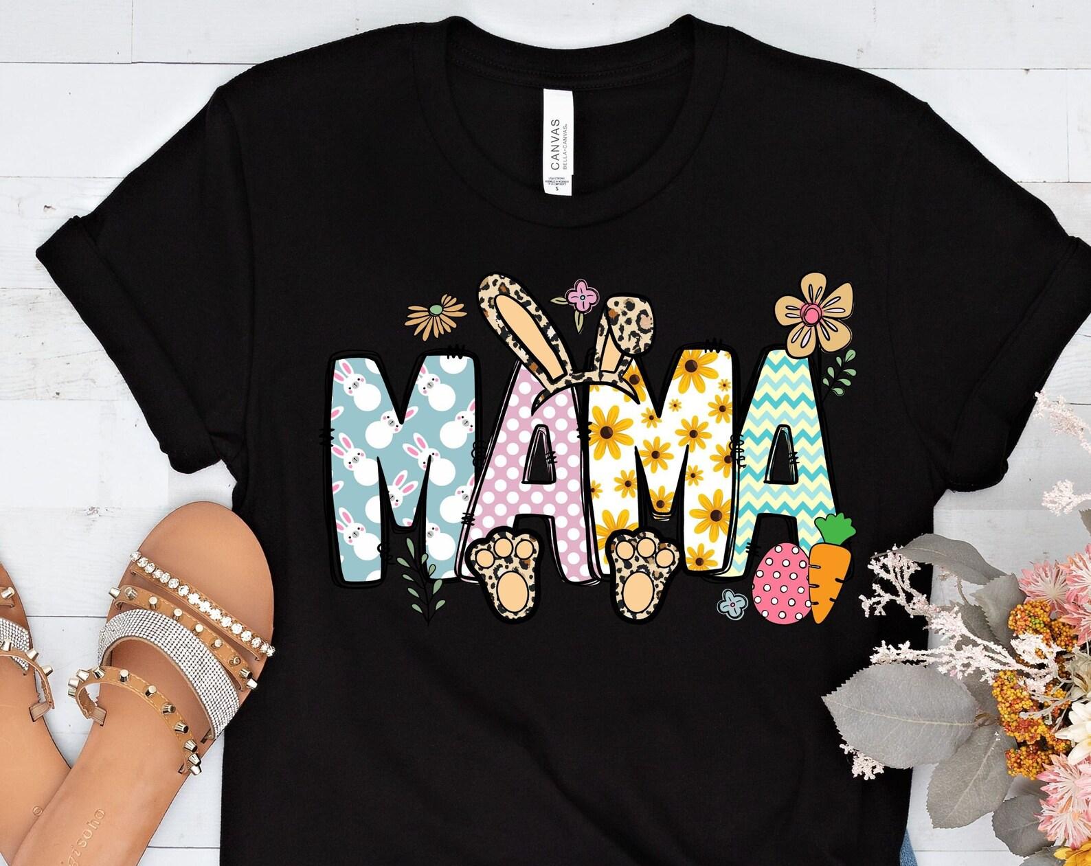Mama Easter tshirt, easter shirt, easter bunny, easter eggs, rabbit ears, easter decor S