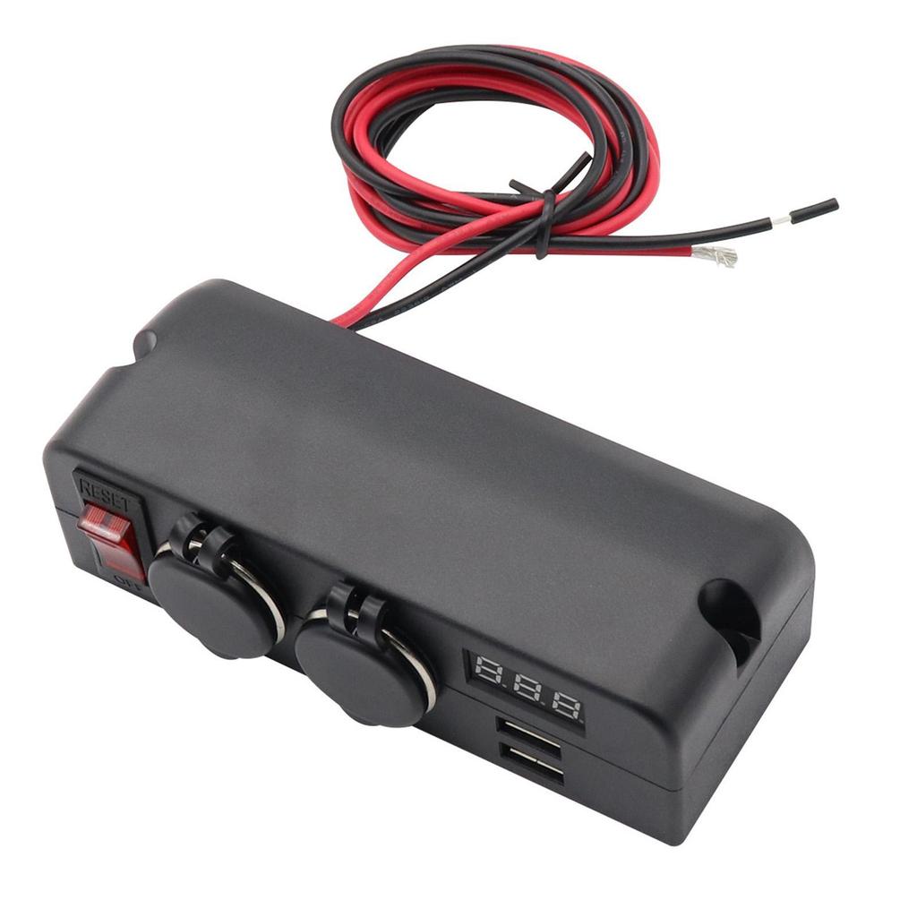 12V/24V Car Charger Socket Panel Dual USB Ports RV Switch Button Vehicles