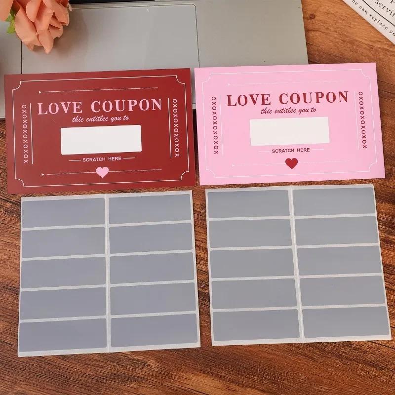 10/50pcs Scratch Card Couple Romantic Date Scratch Cards Love Coupons Wedding Birthday Anniversary Creative DIY Gift Decoration