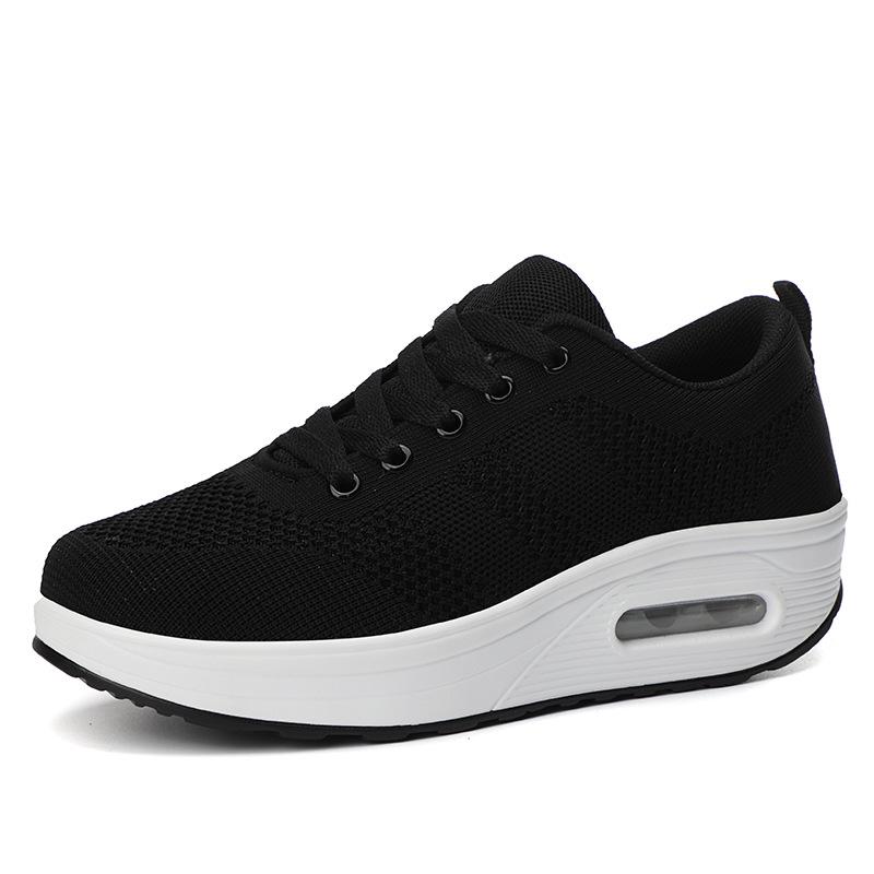 Spring new fly-woven mesh breathable sports casual shoes platform rocking shoes women's shoes air cushion shoes women