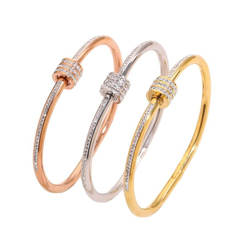 Titanium Steel Bracelet - Versatile and Fashionable Waist-rotating Open Bracelet - High-end Diamond Bracelet