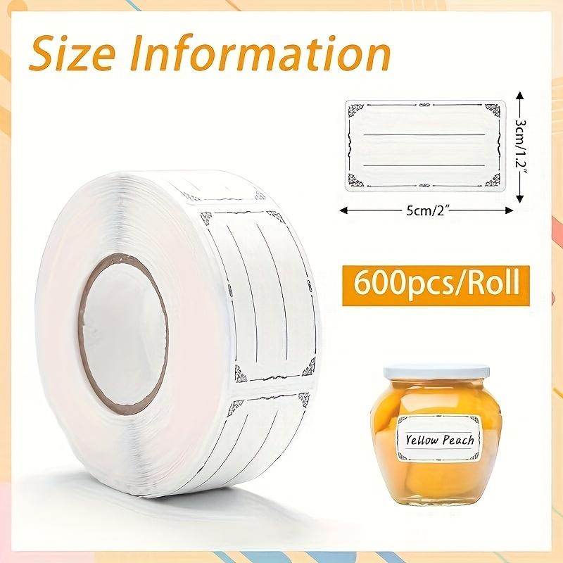 600 Folhas/Rolo Etiquetas para Congelador - À Prova d'Água e à Prova de Óleo, Adesivos com Adesivo para Baixa Temperatura, Escrevíveis à Mão para Alimentos Congelados