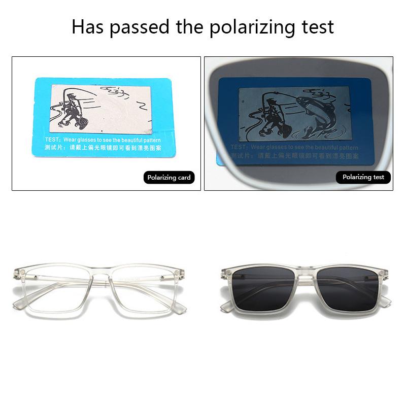 Transparent Square Frame Women Sunglasses 6 In 1 Magnetic Clip Glasses Men Night Vision Eyewear