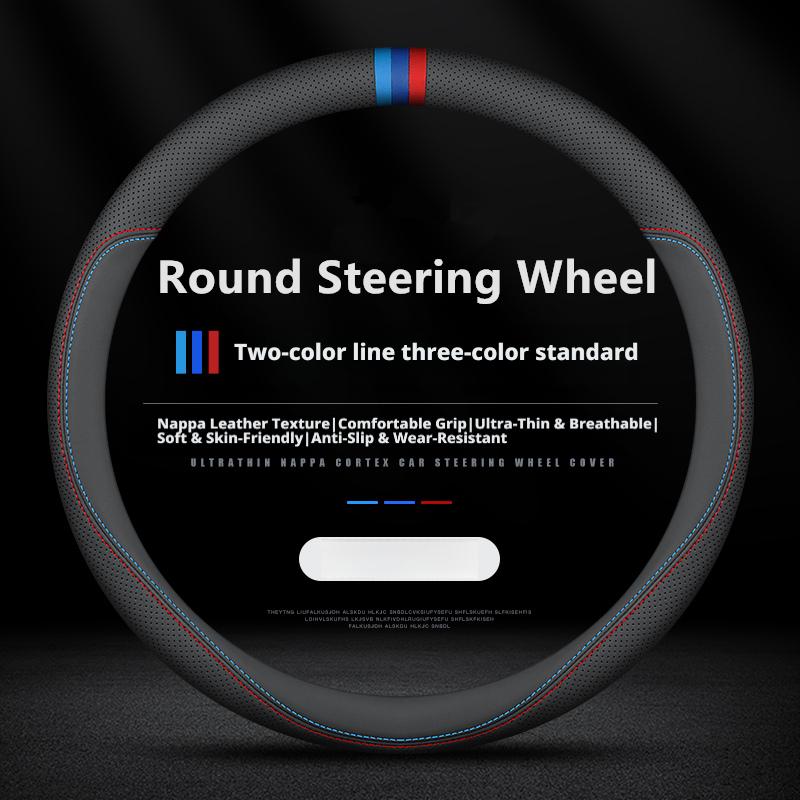 New Car Leather Steering Wheel Cover 38cm 15' For Hyundai Elantra IX35 I30I20 Sonata Santa Fe Accent ETC. Breathable Car Accesso