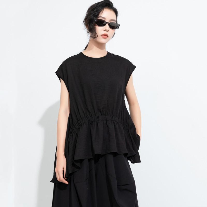 Sleeveless Oversized Black Casual Loose Summer Tee T Shirt Women T-shirt Tops