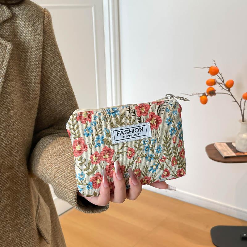 Yogodlns Women Floral Fabric Makeup Bag Cosmetics Case Brush Wash Bag for Birthday Holiday Gifts
