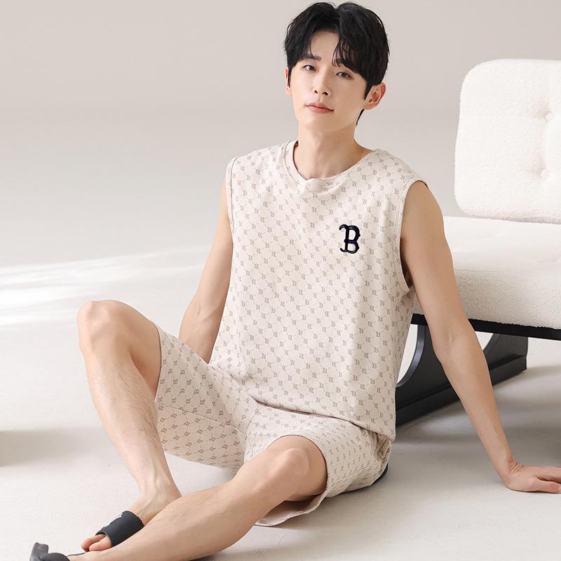 

Летние мужские тонкие жилеты без рукавов из чистого хлопка, шорты, пижамы для спорта и отдыха, можно носить вне домашнего костюма 3XL серый