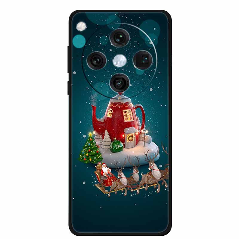 Christmas Cover For Oppo Find X8 Pro 5G 6.78"Black Silicone Cases TPU Santa Claus Christmas Tree Back Cover For Oppo Find X8 5G