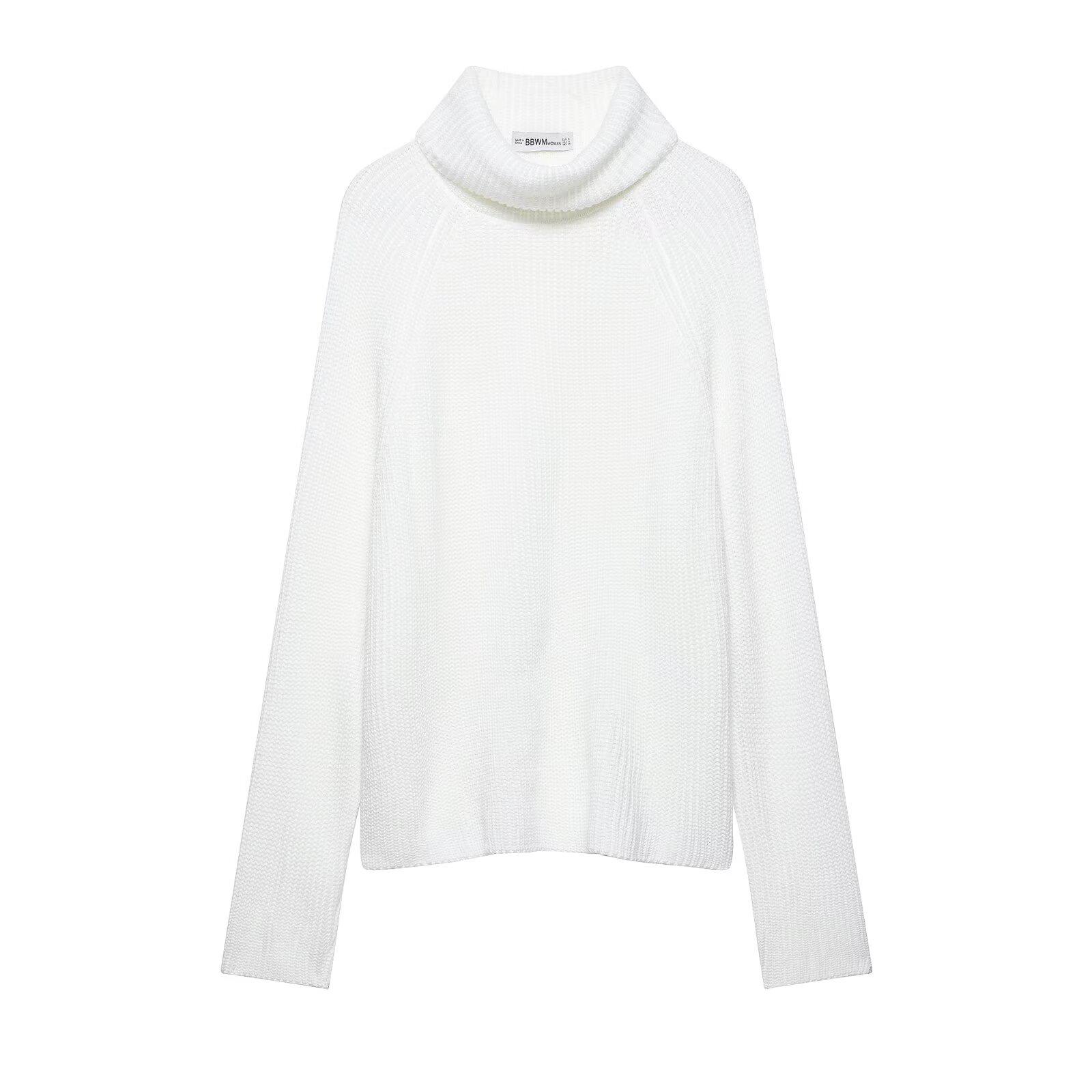 European & American Fashion Casual High Neck Slit Loose Knitwear S