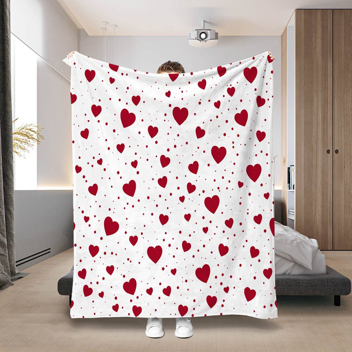 

VIKAMA Heart-Print Blanket Soft Skin-Friendly and Warm Perfect for Office Naps Home Relaxation and Decorative Accents 75x90cm