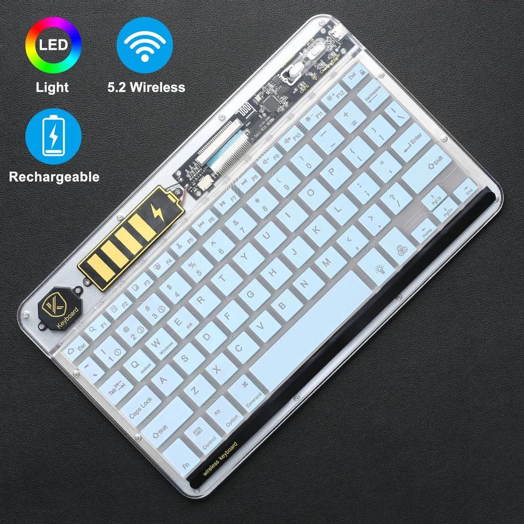 Ultra-Slim Rechargeable Bluetooth Keyboard Multi-Device Stable Connection for iPad iPhone Mac Android Windows-Wireless Keyboard