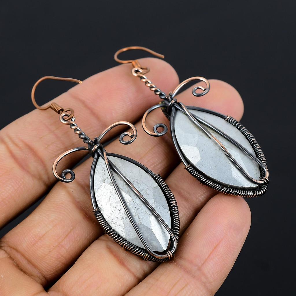 Smoky Topaz Earrings Gemstone Jewelry, 999 Copper Wire Wrapped Earrings, Handmade Beautiful Jewelry Earrings