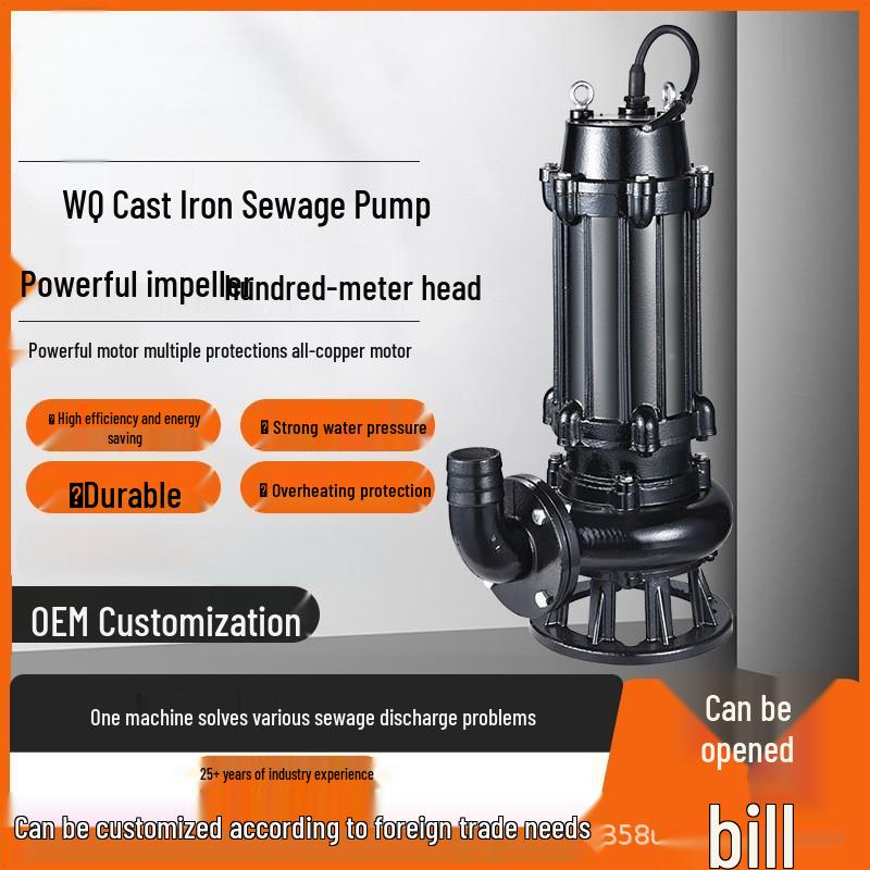 Basement WQ Cast Iron Submersible Sewage and Sludge Pump - Industrial High Head Water Pump