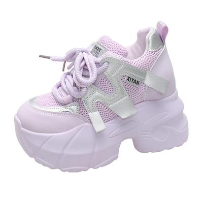 Mode 9,5CM Frühling Damen Casual Sneaker Herbst Schnürschuhe Hohe Plateauschuhe Dicke Sohle Sport Papa Schuhe Damen Sneaker Chaussure Femme