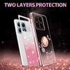 KADEM Pouzdro pro Xiaomi 15T s kroužkem a stojánkem, TPU, Květiny, Kryt telefonu, Gradientní třpytky