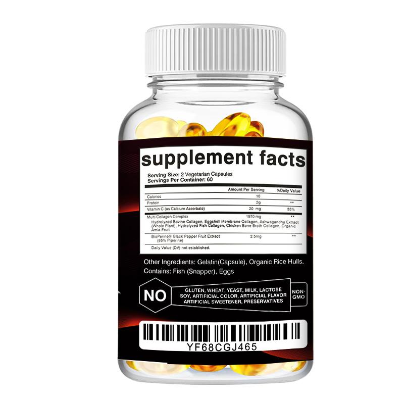 Multi Collagen Complex 1970mg 120 Capsules - 5 Types I II III V X, Beauty & Wellness