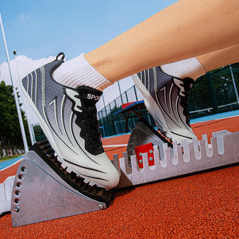 Men Track Field Shoes Professional Training Sneakers 8-Spike Running Spiked Shoes Women Sprint Race Running Sports Shoes Anti-slip