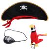 Plush Parrot Realistic Ornaments Pirate Bird Kids Toys For Shoulder Blindfold Eye Patches Lifelike Models Cap Artificial Child