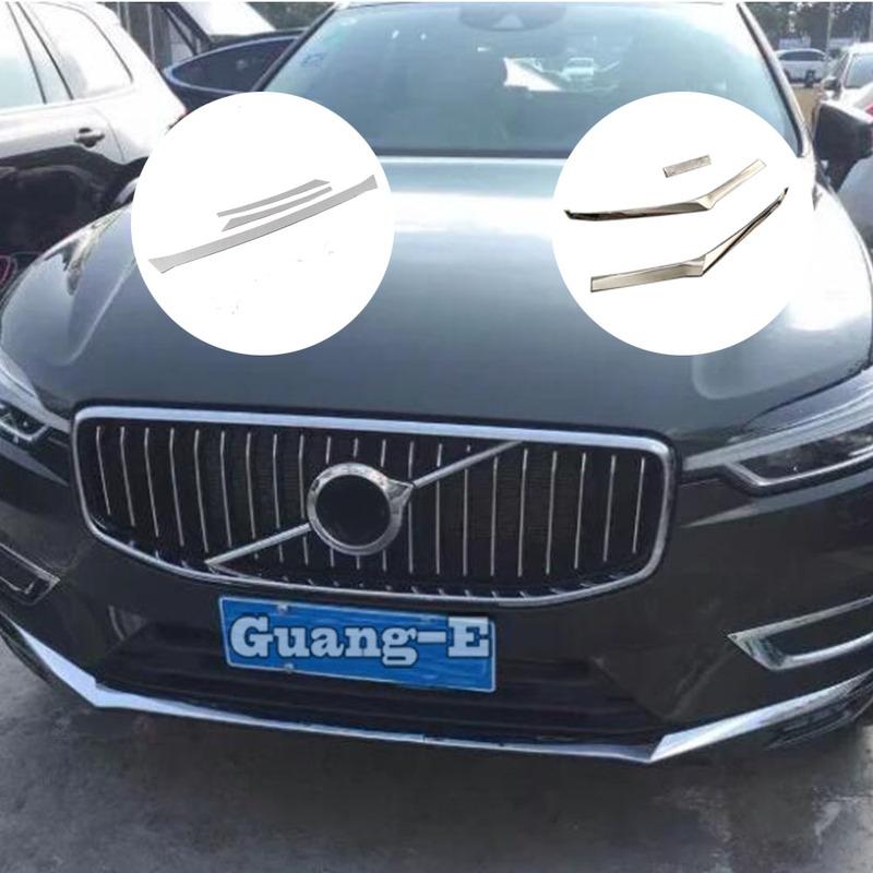 Hot Sale Car Body Bumper Engine ABS Chrome Front Bottom Grid Grill Grille Edge Panel 3pcs For Volvo XC60 2018