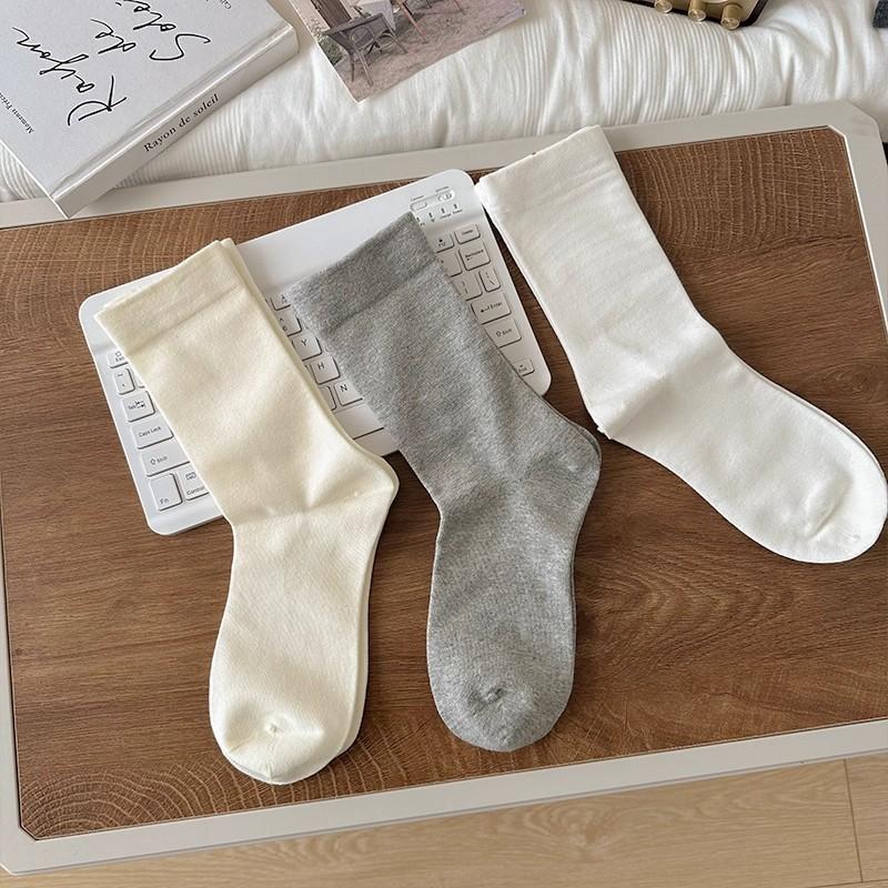 Stacked Socks - Pure Cotton Women's Loose Fit Socks Without Cuffs, No Bones, Durable, Anti-tear, Suitable for All Occasions