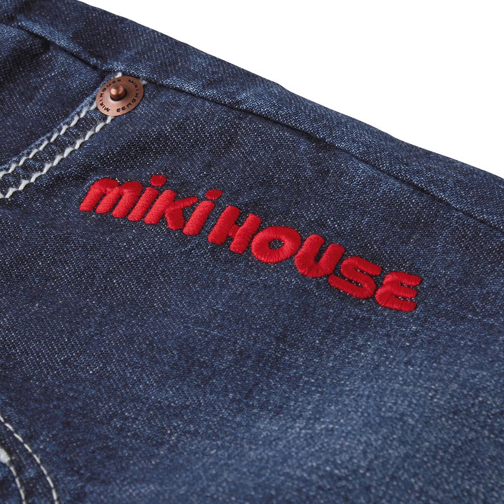 Long Hickory Indigo Blue [MIKI HOUSE] Pants, Pants, Trousers, Denim, Logo, Simple, Boys, Girls, Babies, Kids, Children's Clothing, 10-3205-490, 110cm,