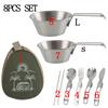 Stainless Steel Folding Bowls Set Picnic Rice Bowl Barbecue Handle Bowl Tableware Camping Portable Cooker Tableware Portable