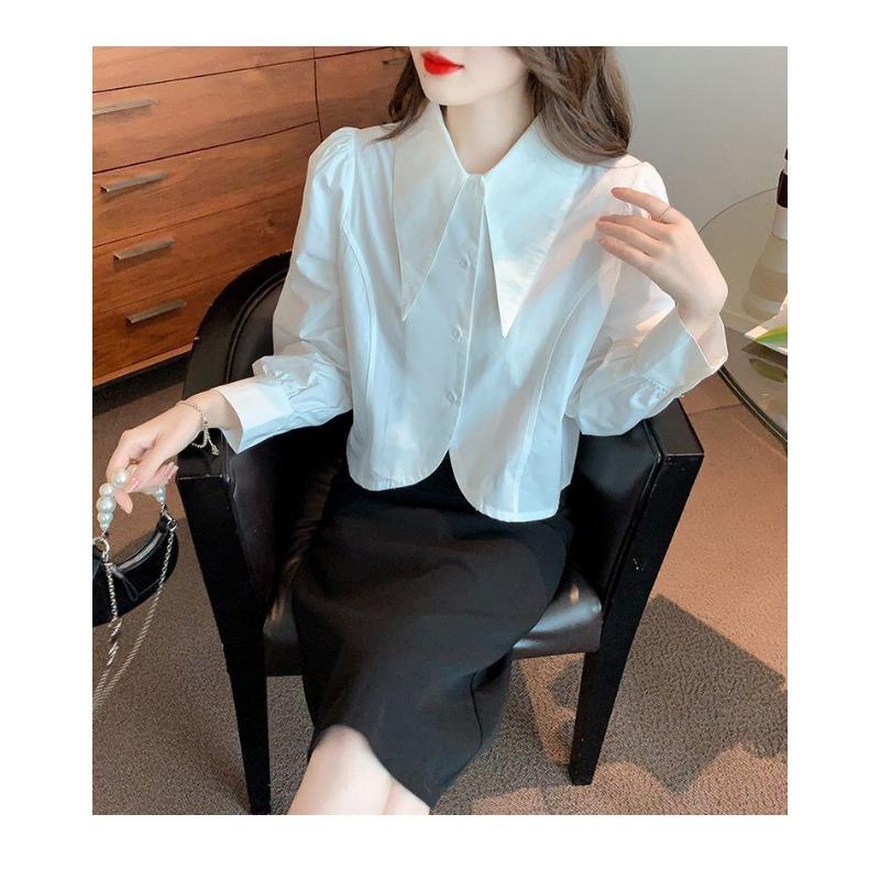 Autumn New Fashionable and Chic Pointed Collar Short Top Women's Design Niche Fashionable Western Long Sleeve Cardigan