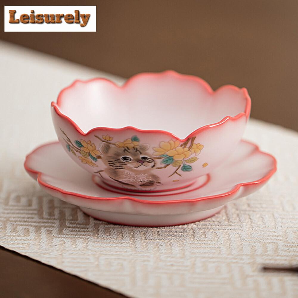 Exquisite Lard Frozen Ceramic Tea Separator Infusor Cute Yellow Cat Tea Strainer Tea Soaking Tea Filter Holder Teaware Ornament