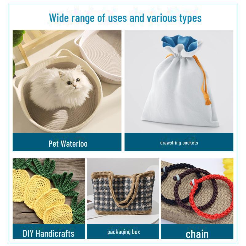 5mm Thick Colored Cotton Rope - 10 Meters Hand-Woven Eight-Strand for DIY, Drawstring Bags, and Hat Ropes