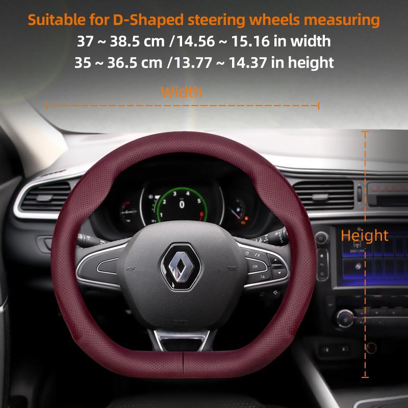 ZKMD1 Suitable for Renault Ultra-Thin Breathable Leather Steering Wheel Cover Suitable for Megane 3 2 4 Clio4 5 Captur Trafic