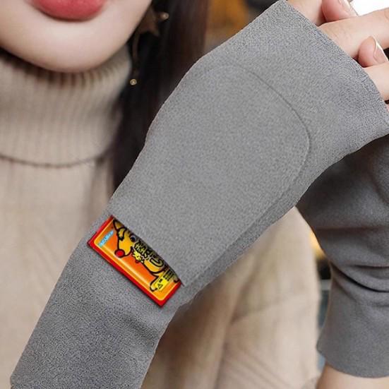 New Style Double-Pocket German Velvet Half-Finger Gloves for Hand Warmers - Prevents Frostbite.