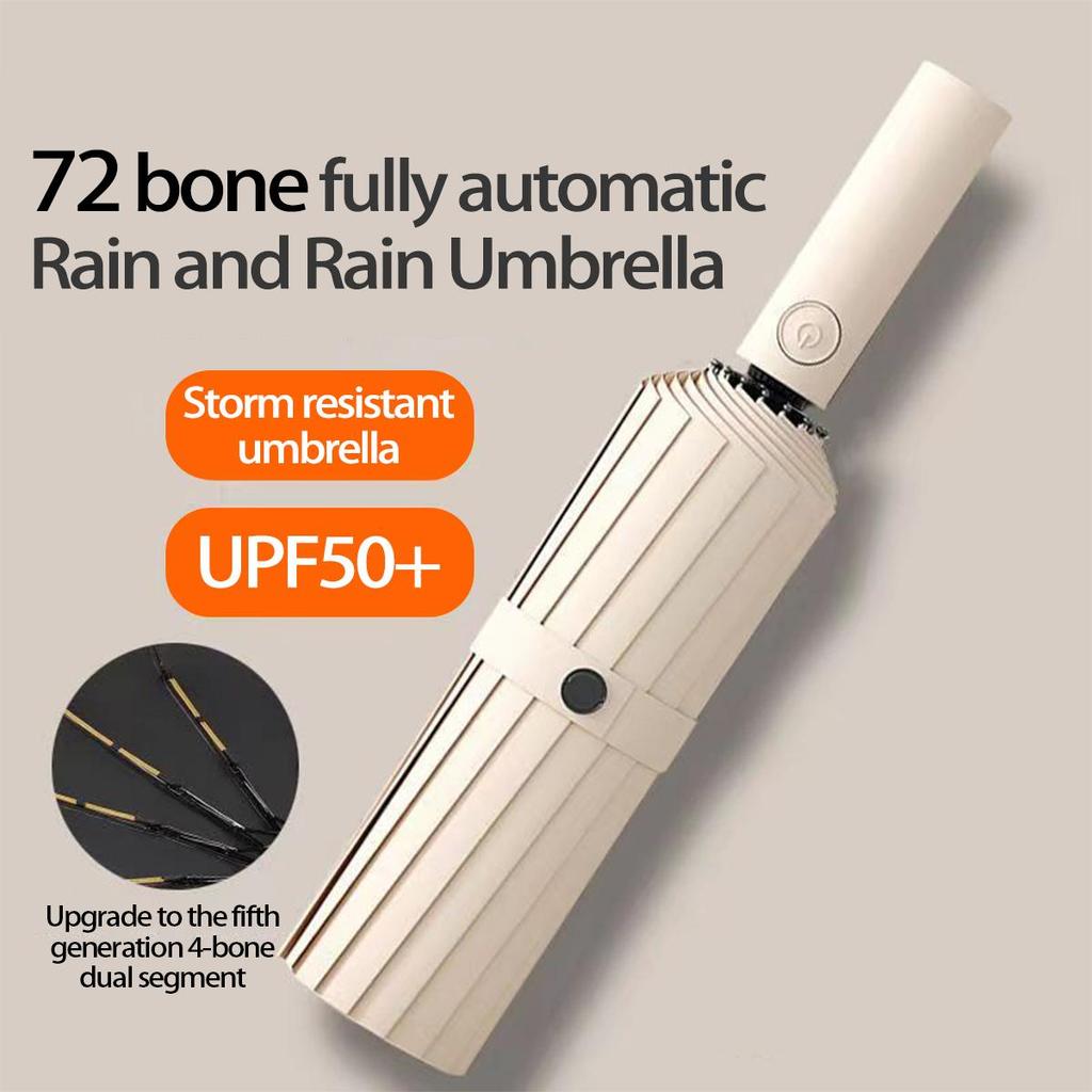 New 12-bone, 24-bone, 60-bone Automatic Black Glue Sunscreen Umbrella. Enlarged Three-fold Parasol. High-end Gift Option.