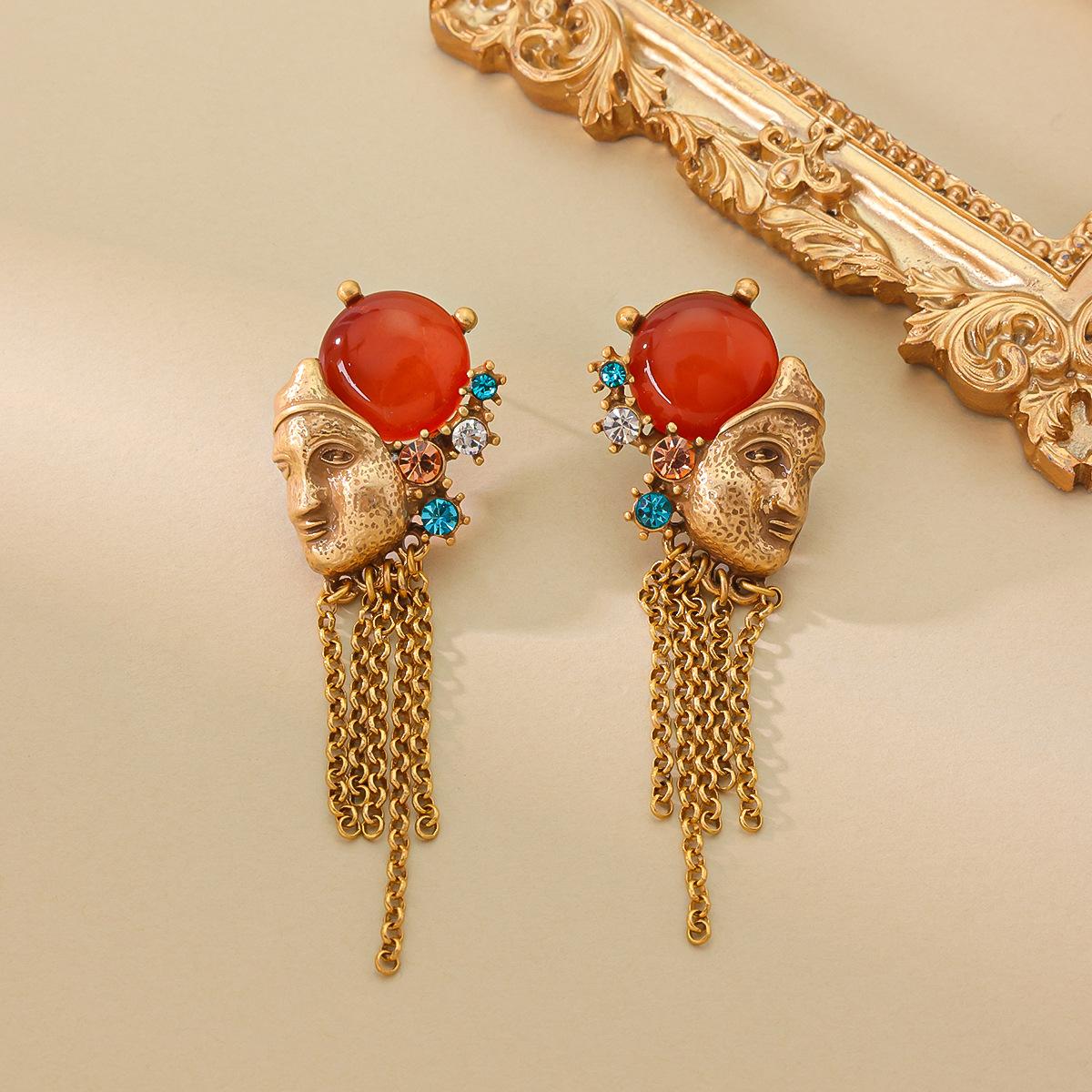 Spain s Best-selling Light Luxury High-end Earrings 925 Silver Needle Plated 18k Gold Retro Inlaid