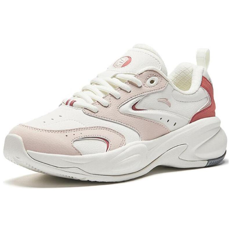 Anta ACE Anti-Slip Wear-Resistant Low-Top Chunky Sneakers Women's Ivory White Lotus Grey Stardust Red Sneakers
