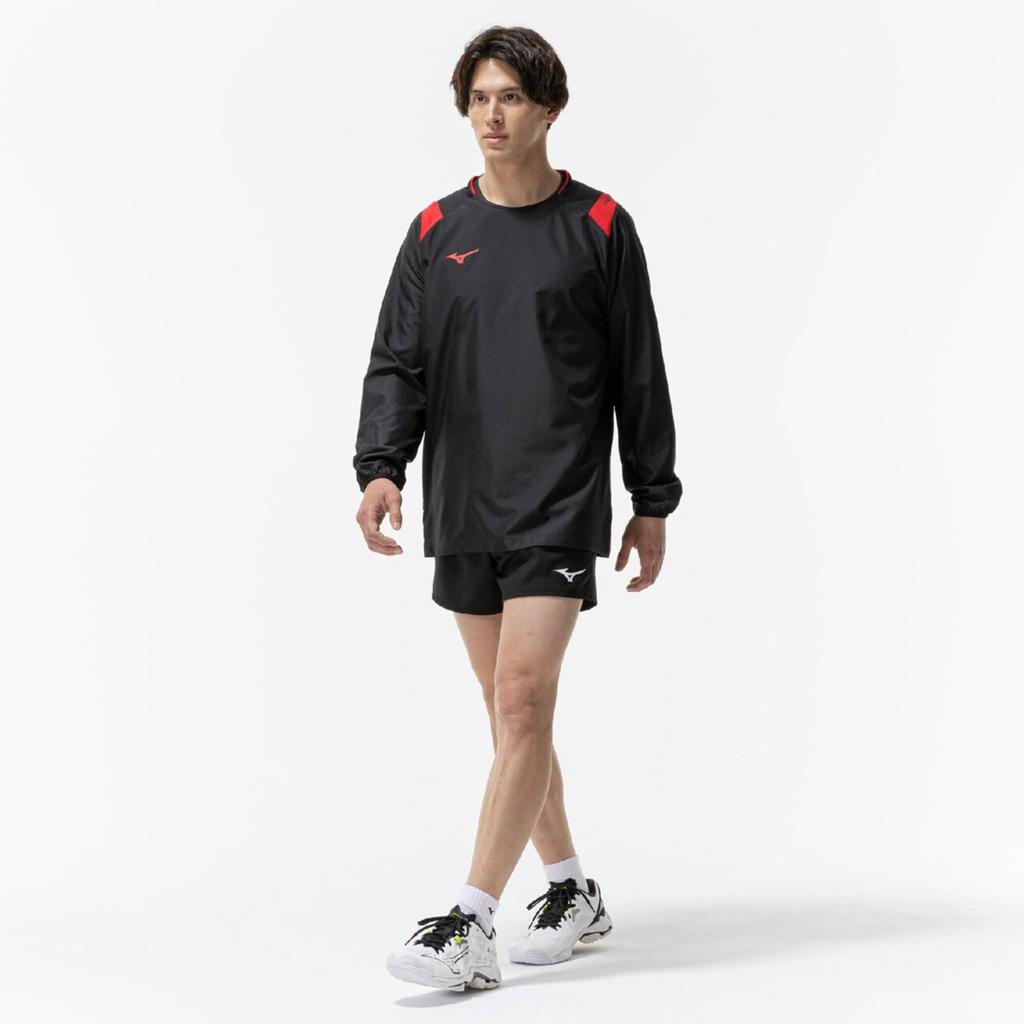 Volleyball wear BASIC short-sleeved training top V2MEC531 Unisex Black x Chinese Red M