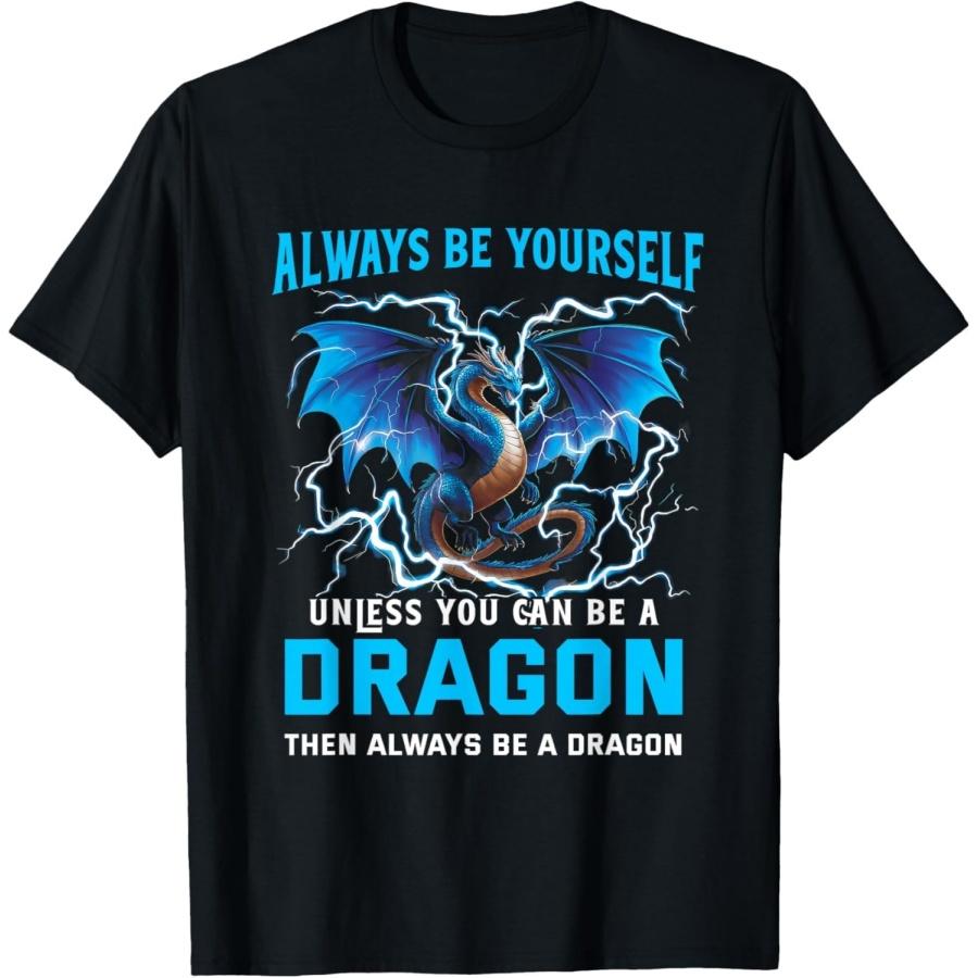 ECTOUMOL Dragon Tshirt Chinese Mythical Creature Japanese T-Shirt S
