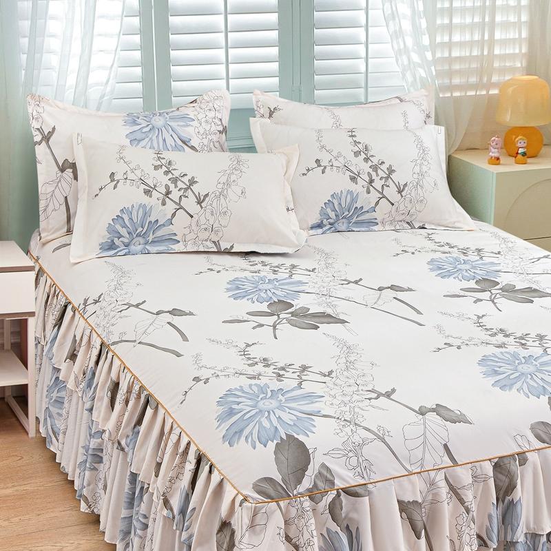 150/180/200cm Bed Skirts Princess Style Bedspread Cover featuring Skirt US Euro Bed Linen Smooth Twin Full Queen King Size Bed Sheet