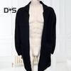 Men Cardigan Coat Knitted High Collar Long Sleeves Warm Pockets Sweater Coat Mid Length Pure Color Fall Winter Jacket