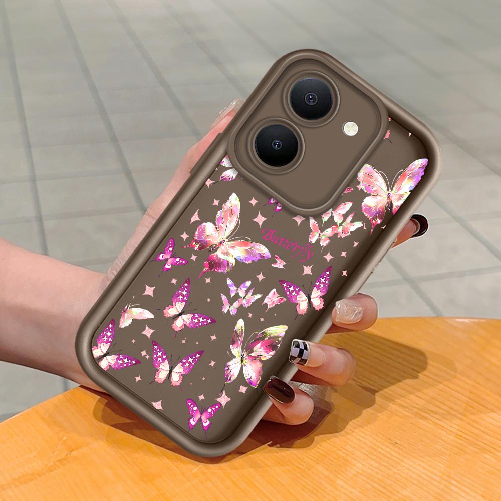 Soft Silicone Square Ladder Printing Pattern Phone Casing Full Cover Camera Shockproof Protection Rubber Case for Vivo