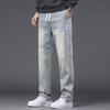 Men's Spring Autumn Vintage Wash Casual Jeans Soft Cozy Stretch Denim Trousers Clothing Classic Straight Male Pant